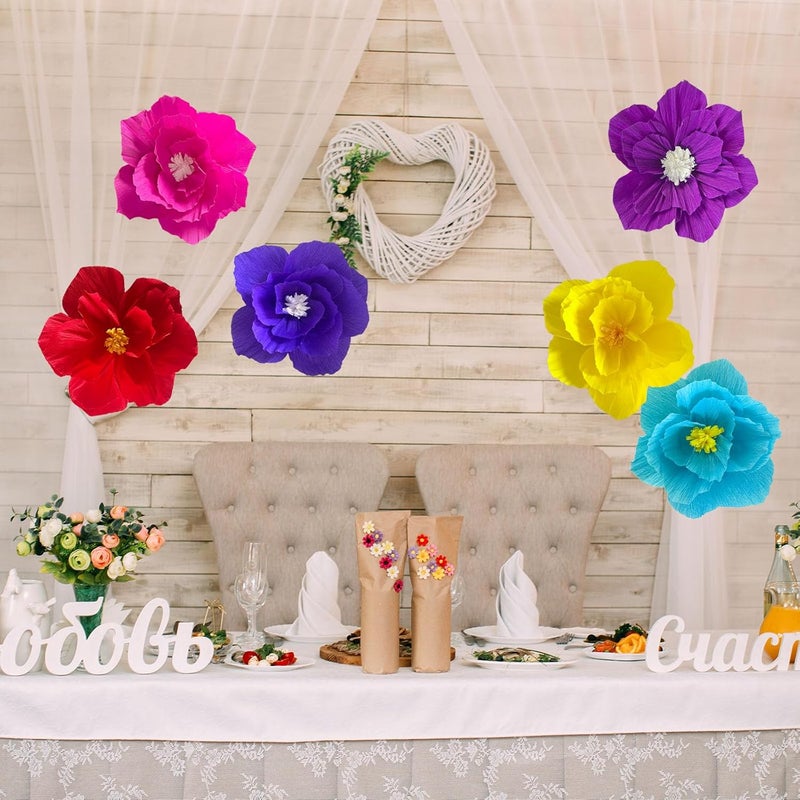 ANSOMO Bright Paper Flowers Artificial Crepe Tissue Wall Décor Fiesta Mexican Cinco De Mayo Wedding Birthday Bridal Baby Shower Classroom Luau Hawaiian Party Decorations - Image 3